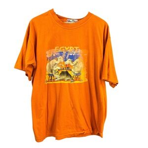 VTG Egypt Camels T-Shirt Hookah Chess Graphic Cotton Club Orange L Distressed
